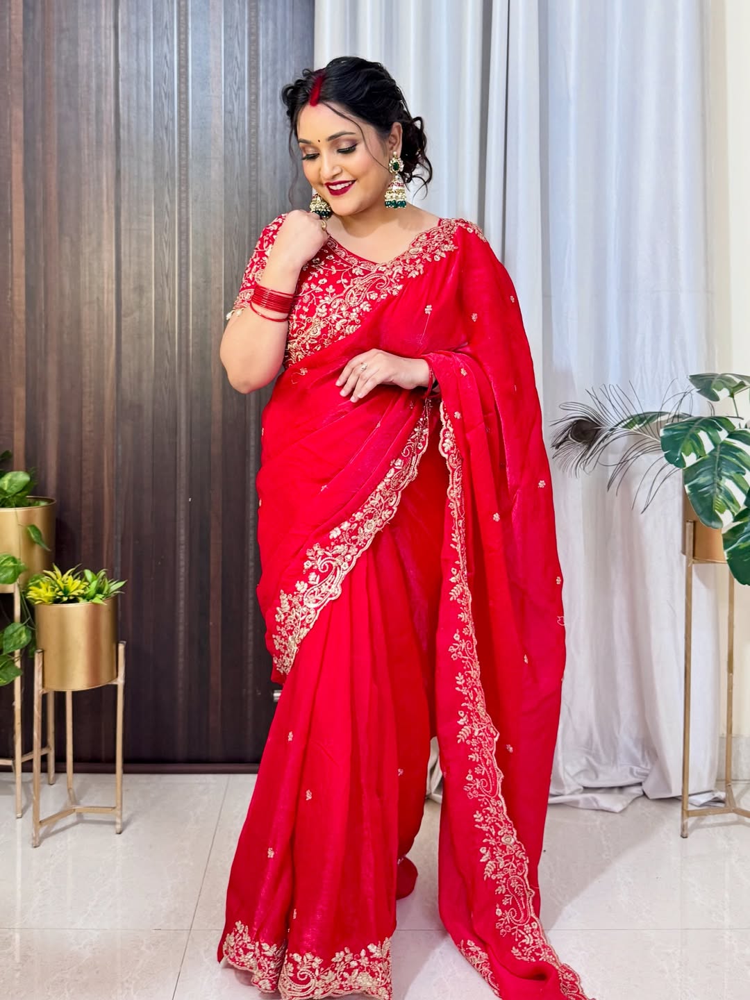 Fendy Sartin Fabric With Beautiful Embroidery 3 mm Sequence Work Saree