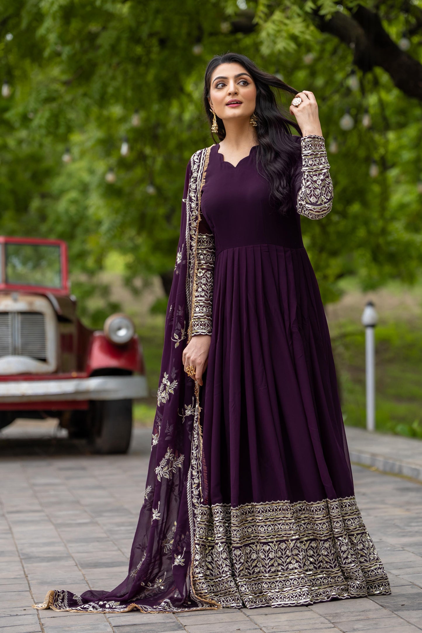Launching New Designer Party Wear Look Full Heavy Embroidery Sequence Work Gown