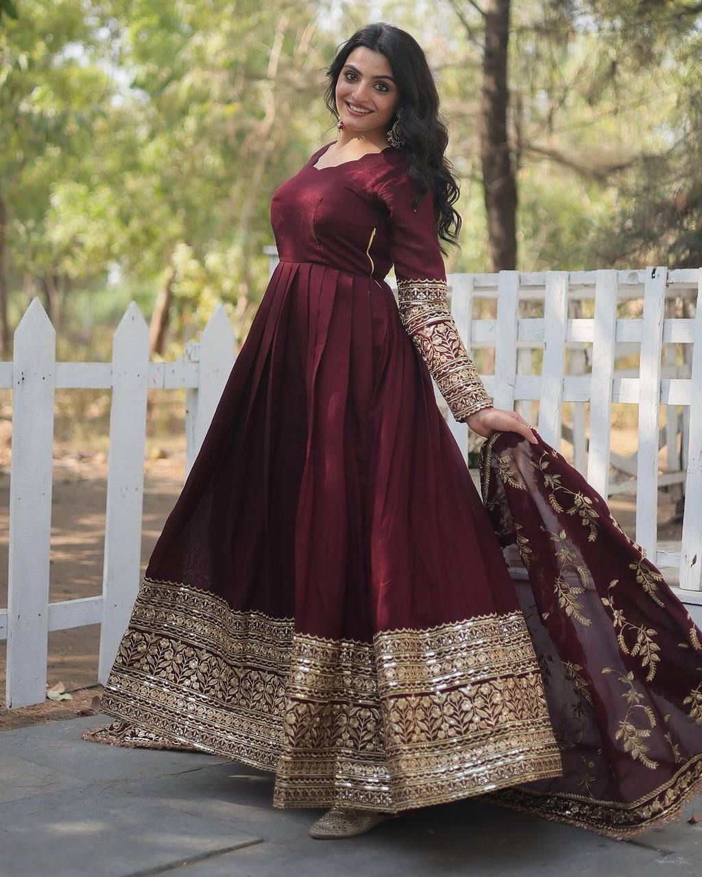 Launching New Designer Party Wear Look Full Heavy Embroidery Sequence Work Gown