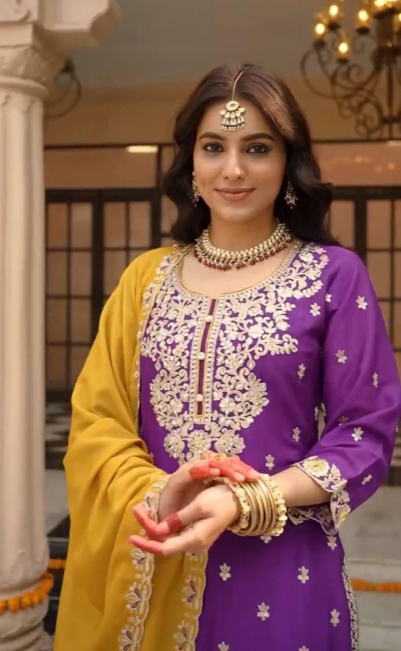 New Designer Party Wear Top Plazzo & Dupatta Set👗