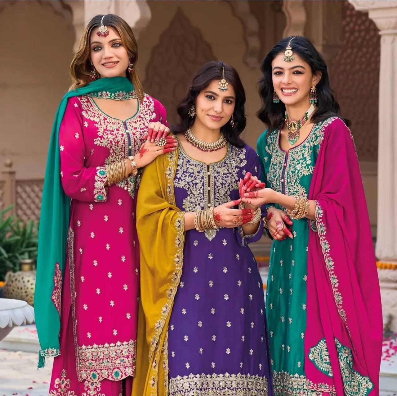 New Designer Party Wear Top Plazzo & Dupatta Set👗