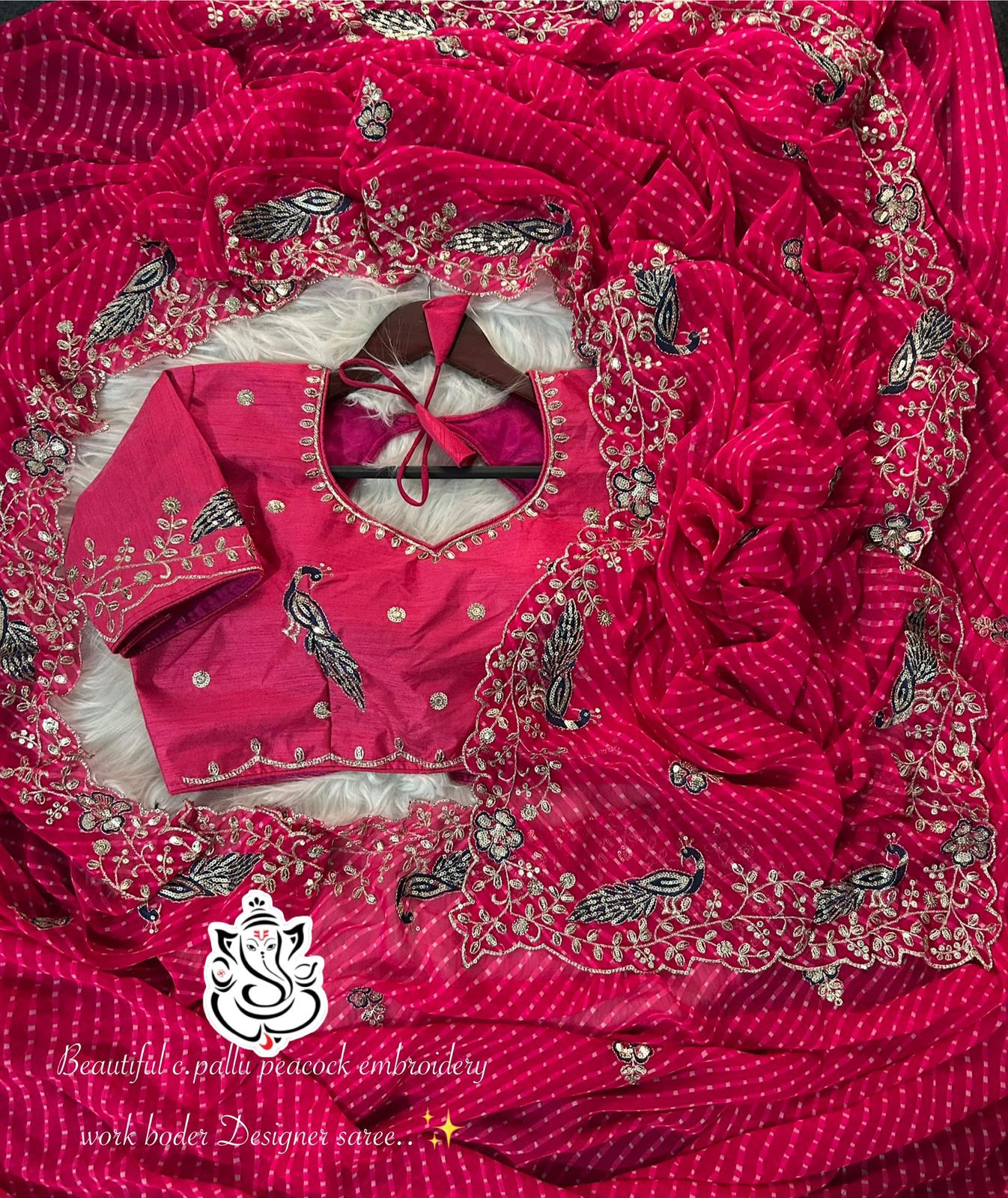 Beautiful Multi Coding Sequence & Daga Jari Peacock Designer Work C .Pallu
