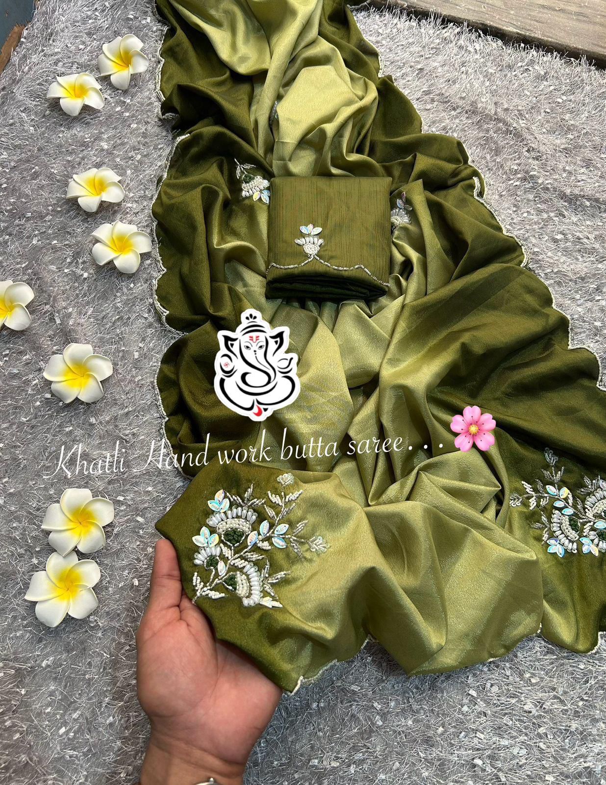 Beautiful Pending Colour Shade Wedding Wear Saree With Khatli Hand Work Butta In Pallu nd Moti Cut Work