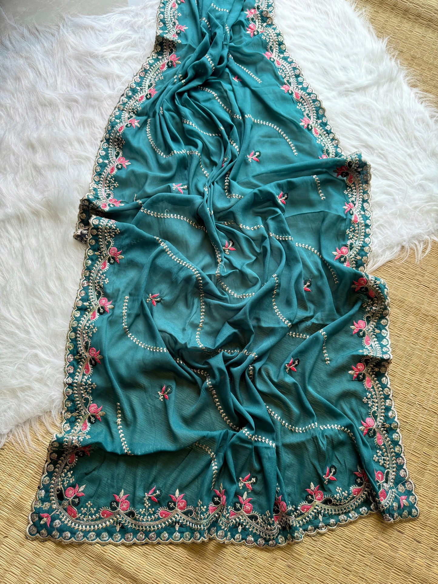 Soft Georgette Thread & Zari Work
