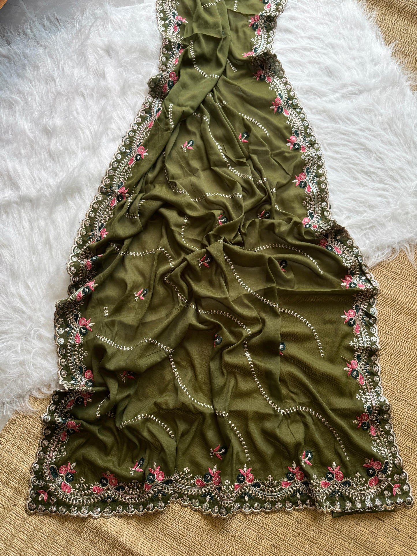 Soft Georgette Thread & Zari Work
