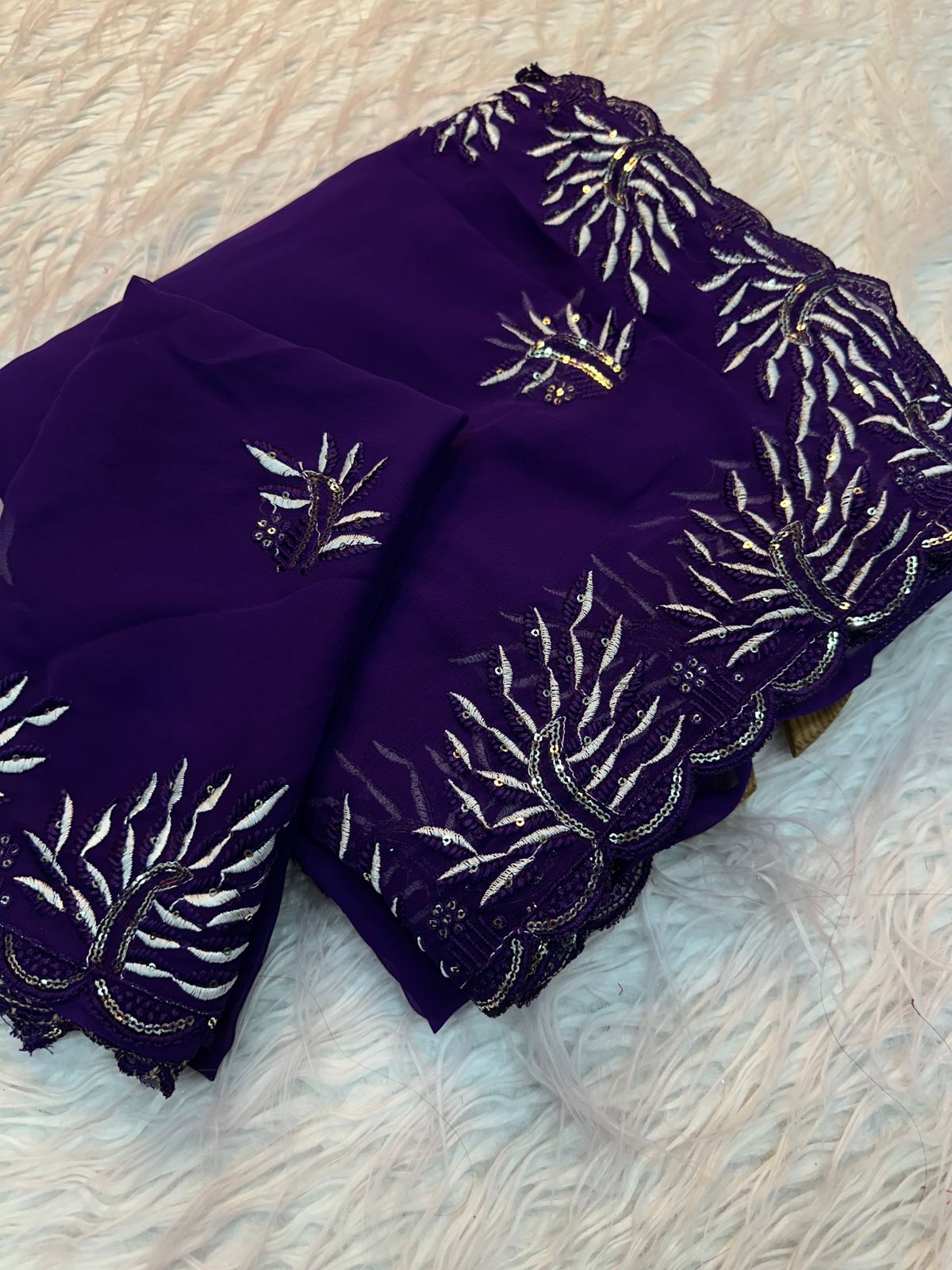 Leaf Star Saree Party Wear Shinning Georgette With Heavy Emberoderied