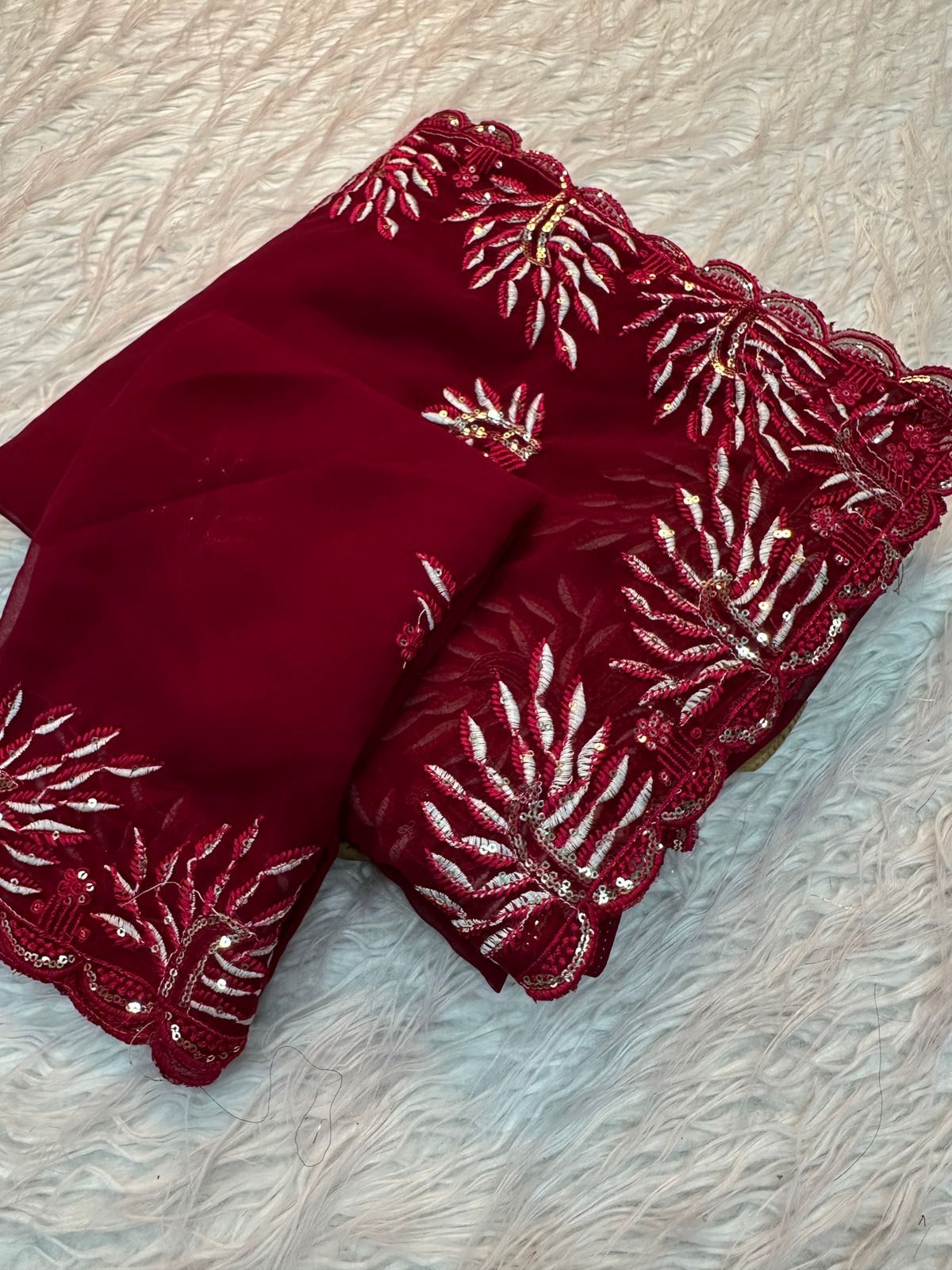 Leaf Star Saree Party Wear Shinning Georgette With Heavy Emberoderied