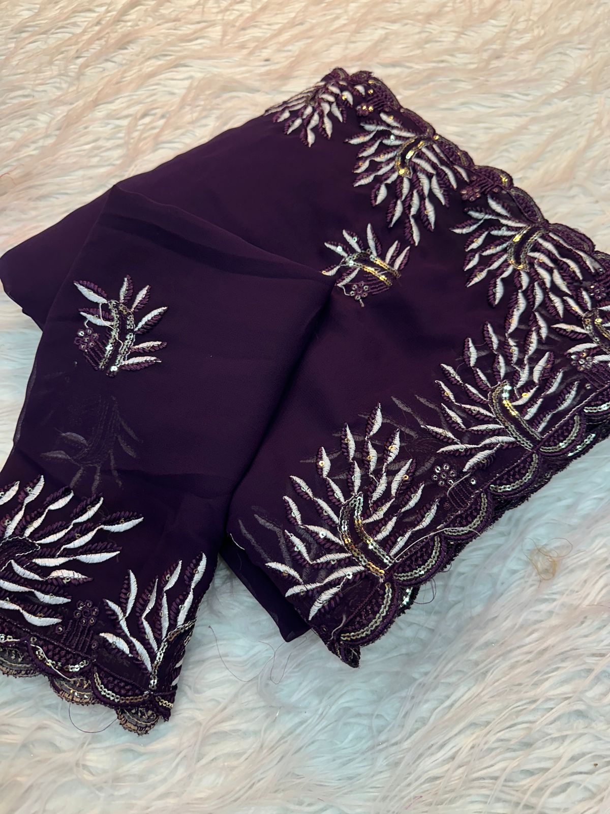Leaf Star Saree Party Wear Shinning Georgette With Heavy Emberoderied