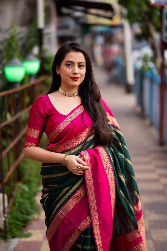SOFT LICHI SILK CLOTH JACQUARD WORK ON ALL OVER THE SAREE