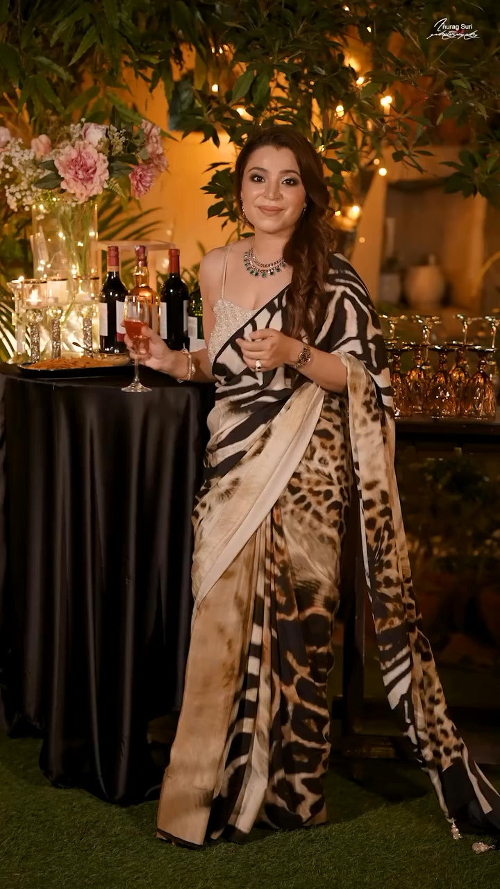 Soft Vichitra Digital Prints Work