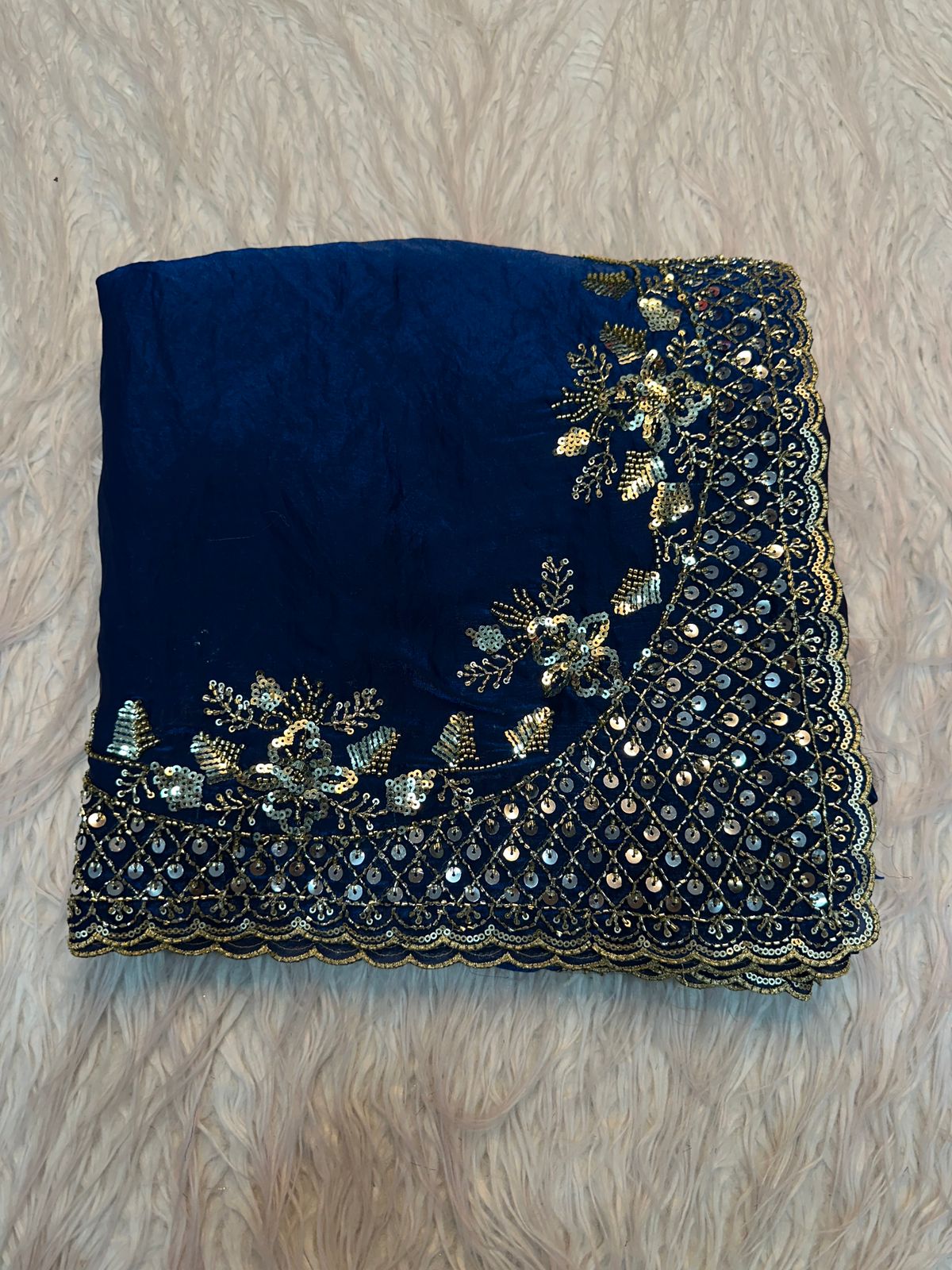 Boutique Level Handwork Dual Tone Space Silk Saree