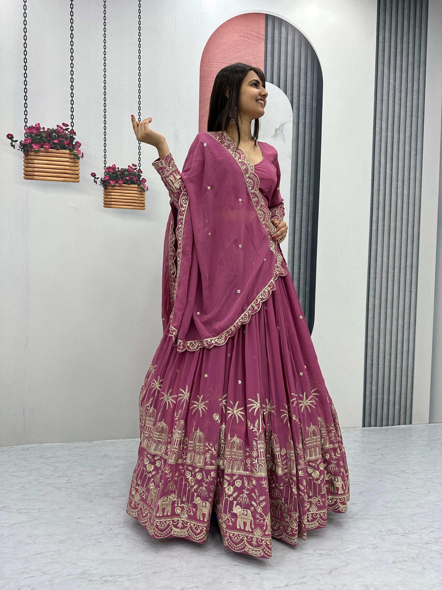 Fox Georgette Heavy Embroidery Sequence Work