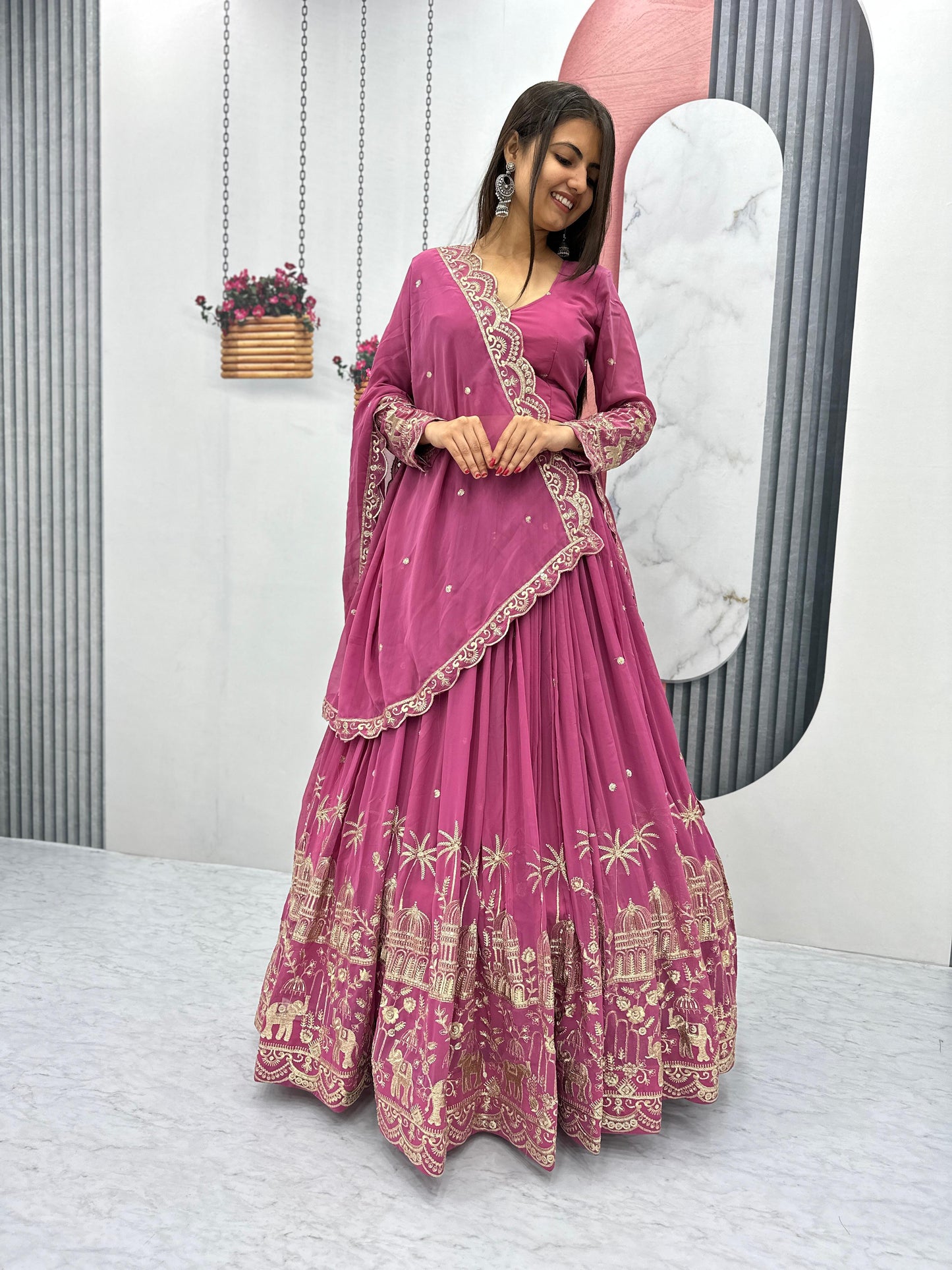Fox Georgette Heavy Embroidery Sequence Work