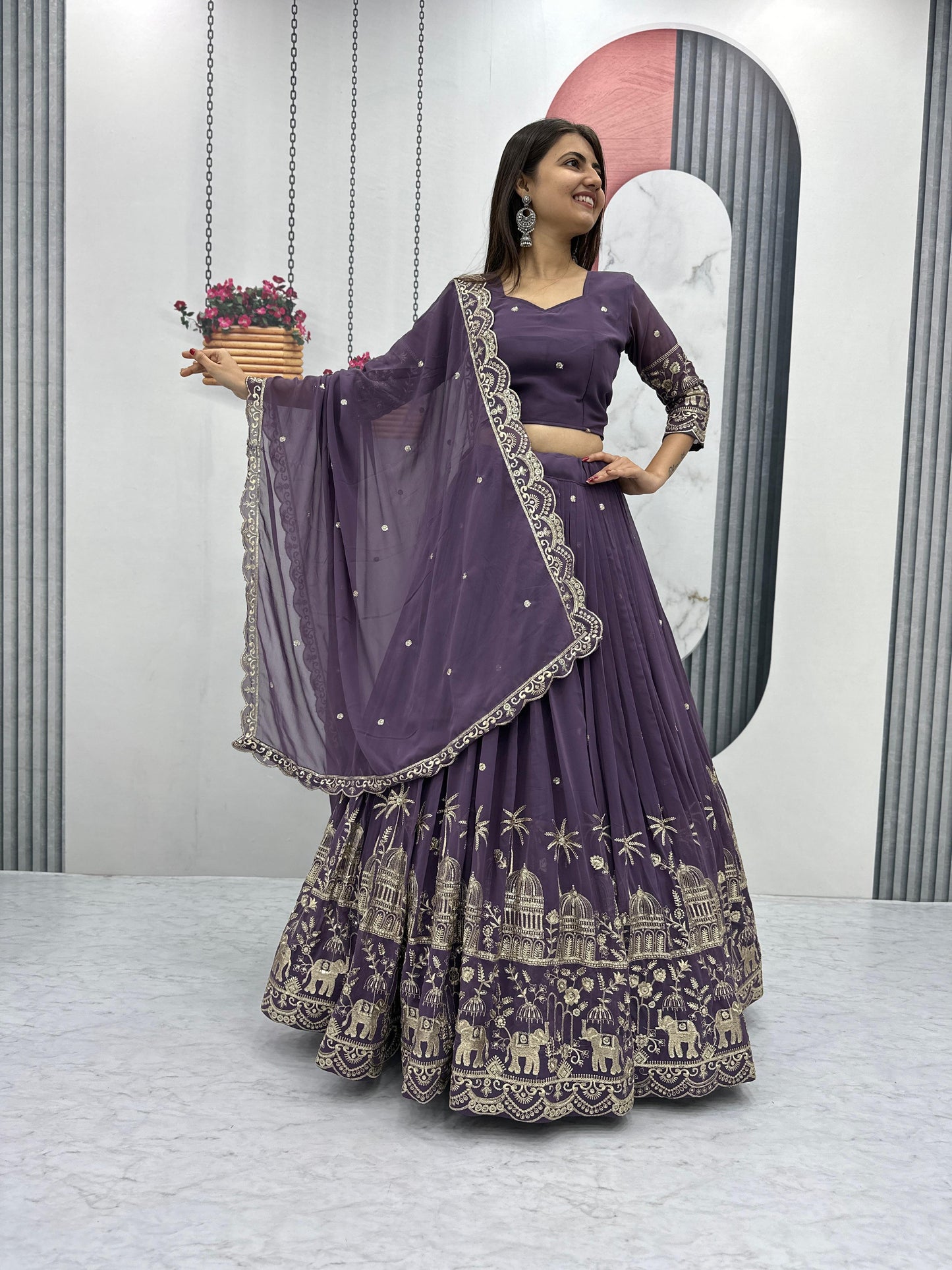 Fox Georgette Heavy Embroidery Sequence Work