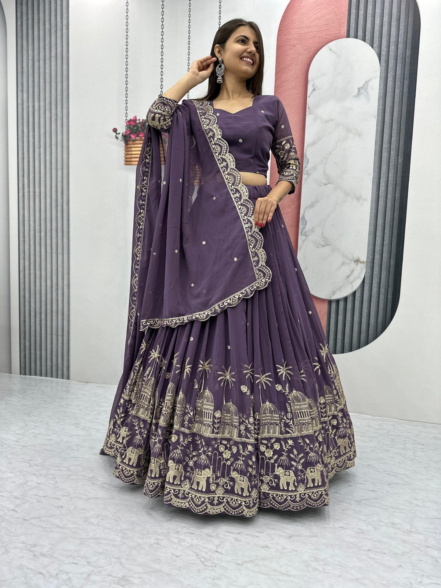 Fox Georgette Heavy Embroidery Sequence Work
