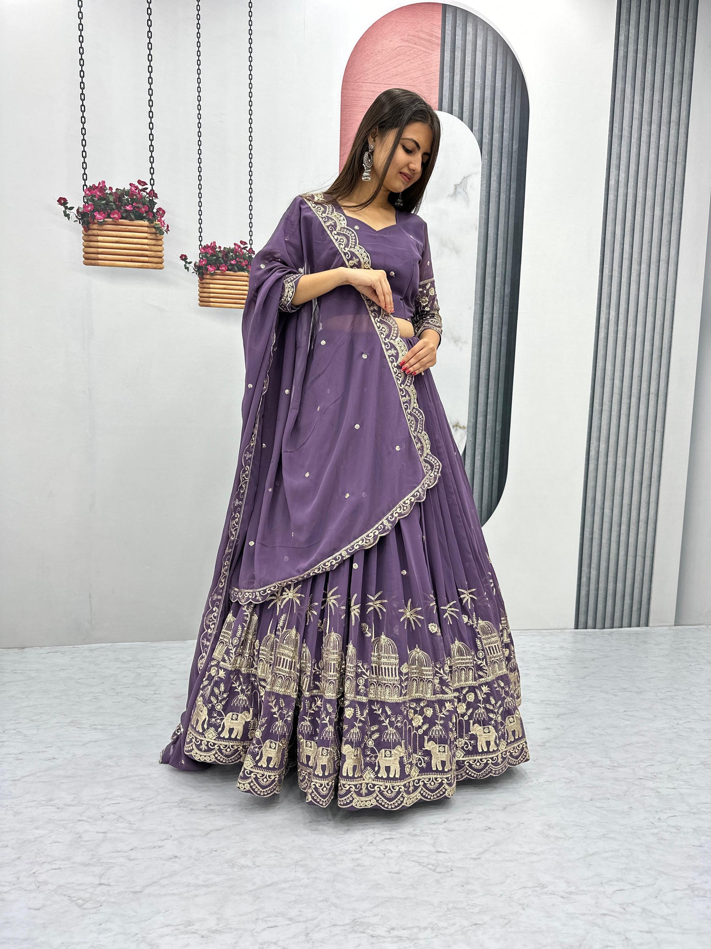 Fox Georgette Heavy Embroidery Sequence Work