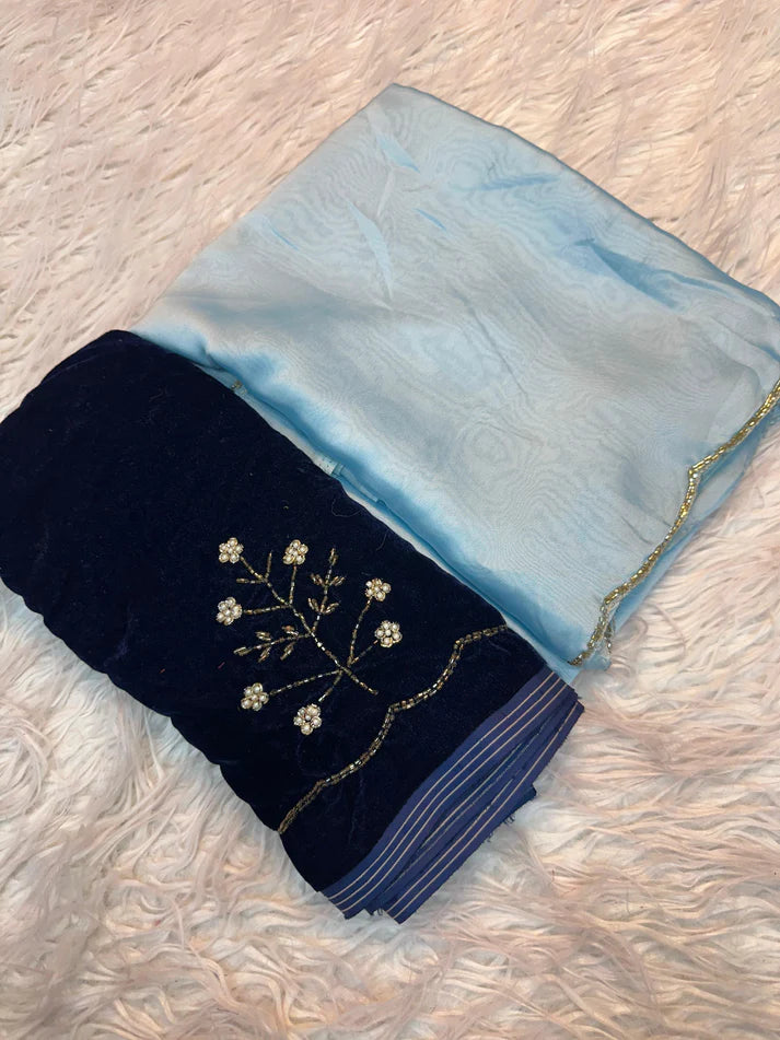 Soft Two Ton Rangoli Silk Cover With Three Layer Cutdana Border