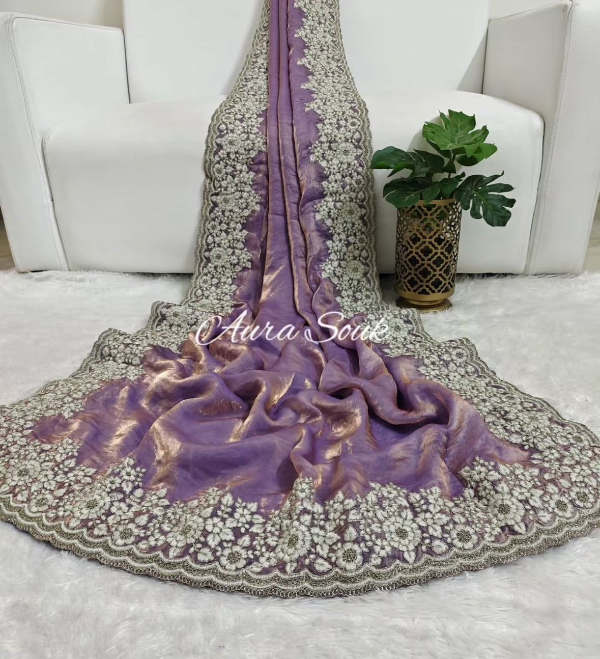 White Coding with Heavy Shine Embroidery