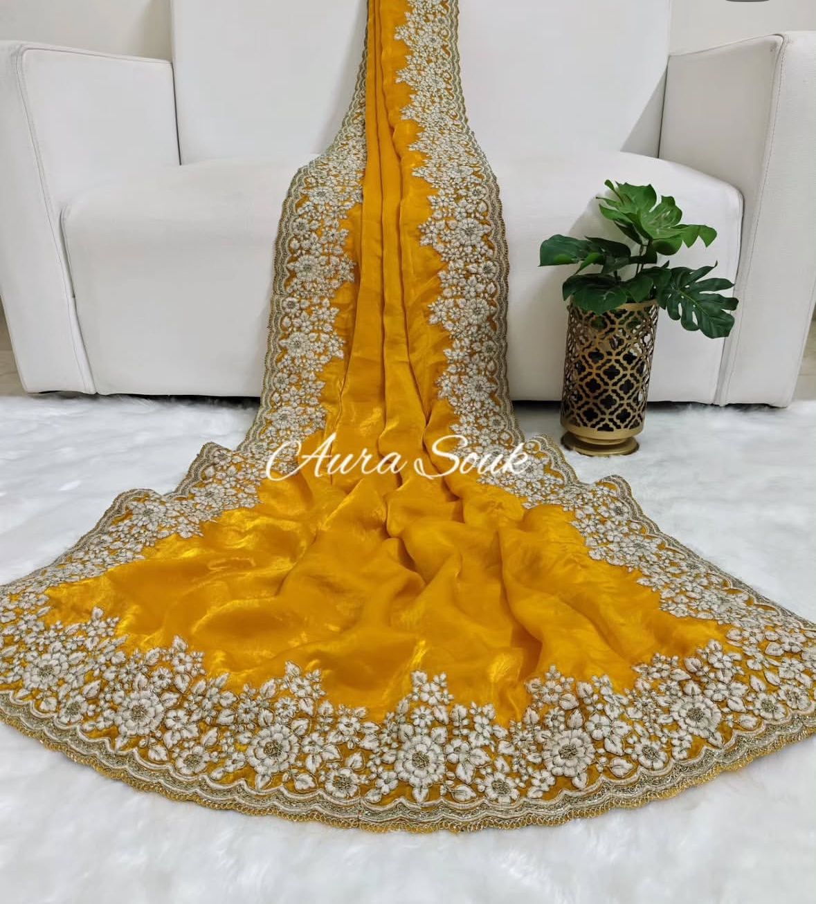 White Coding with Heavy Shine Embroidery