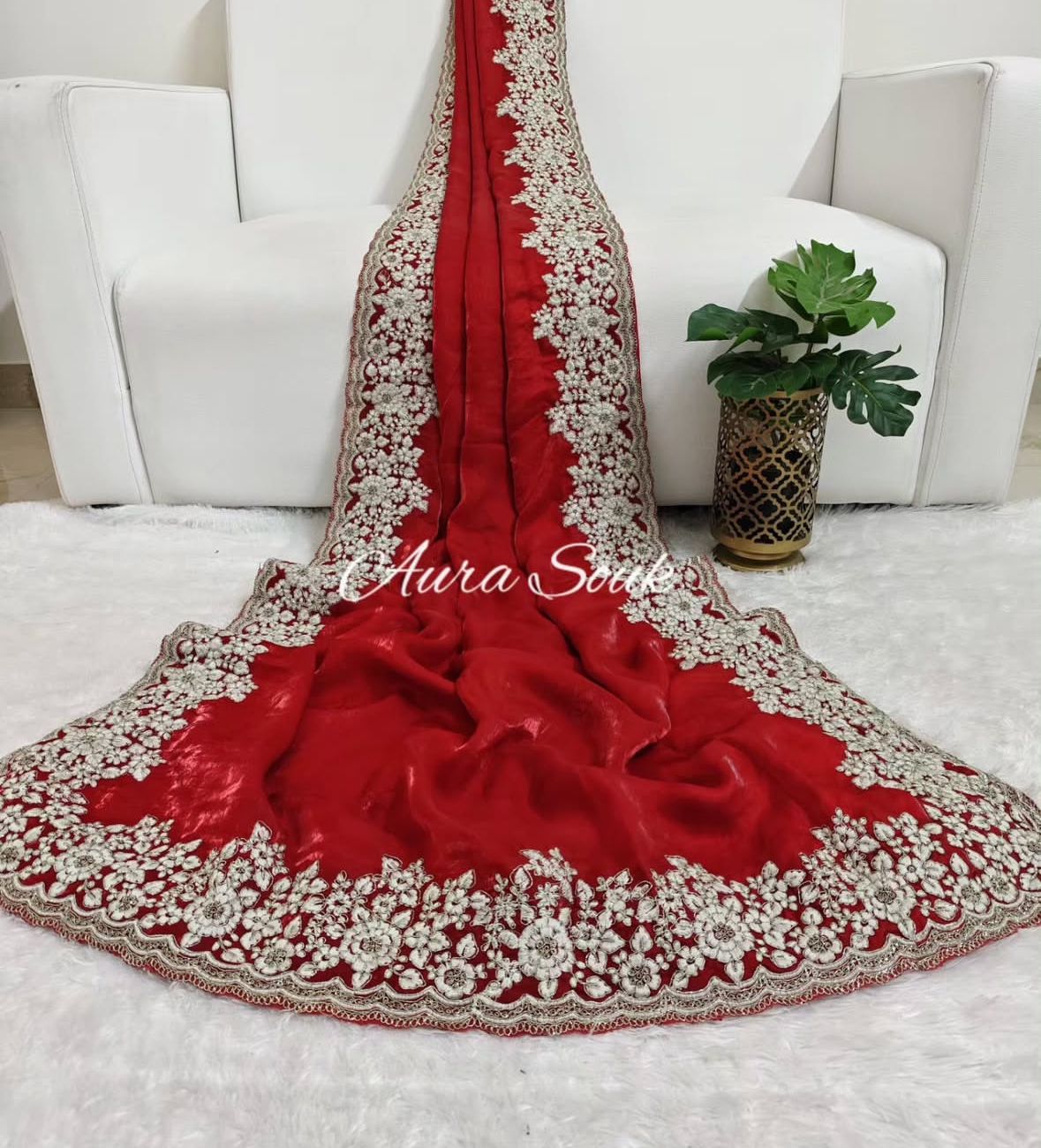 White Coding with Heavy Shine Embroidery