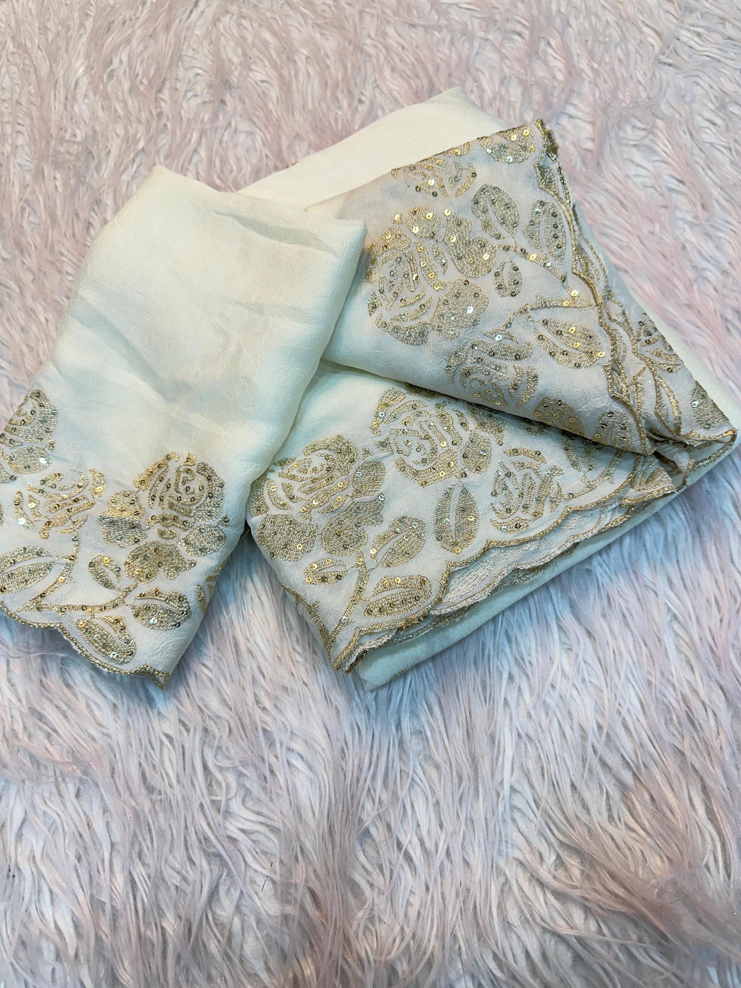 Soft Crush Silk Fabric Saree With Fancy Sequince & Thread