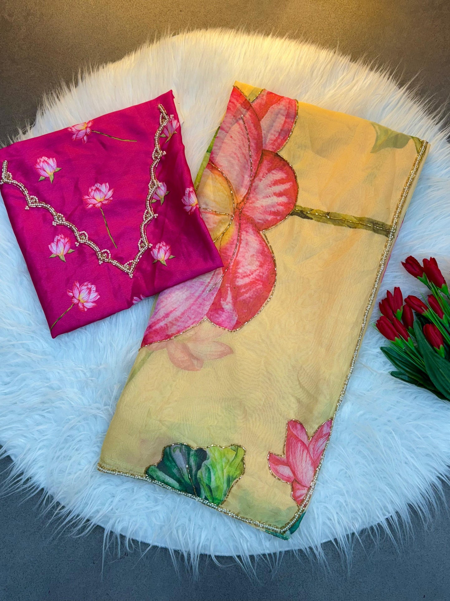 Elegant New Festive Wear Pure TABI ORGANZA Designer Print n Weaving Saree For Women