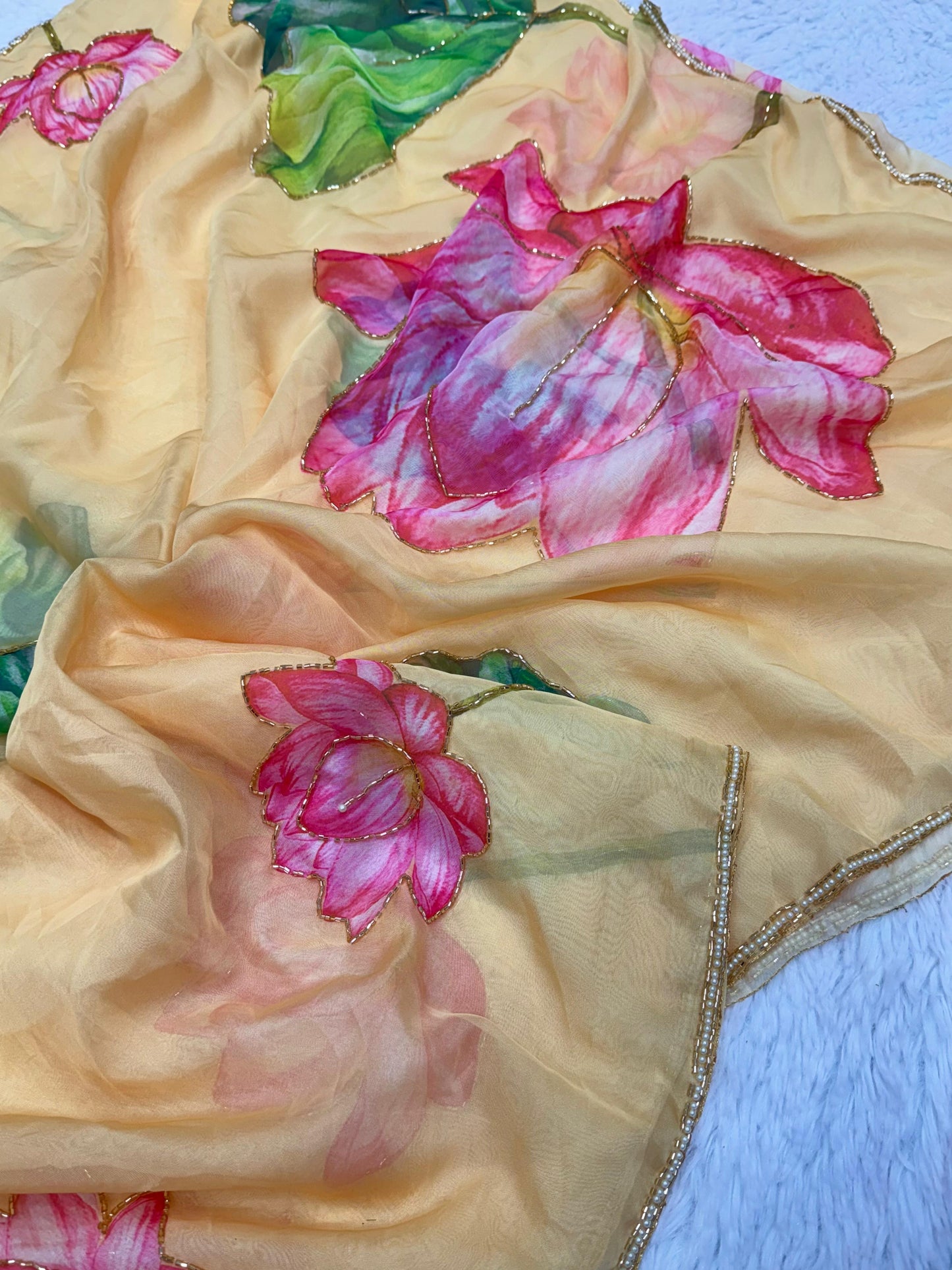Elegant New Festive Wear Pure TABI ORGANZA Designer Print n Weaving Saree For Women