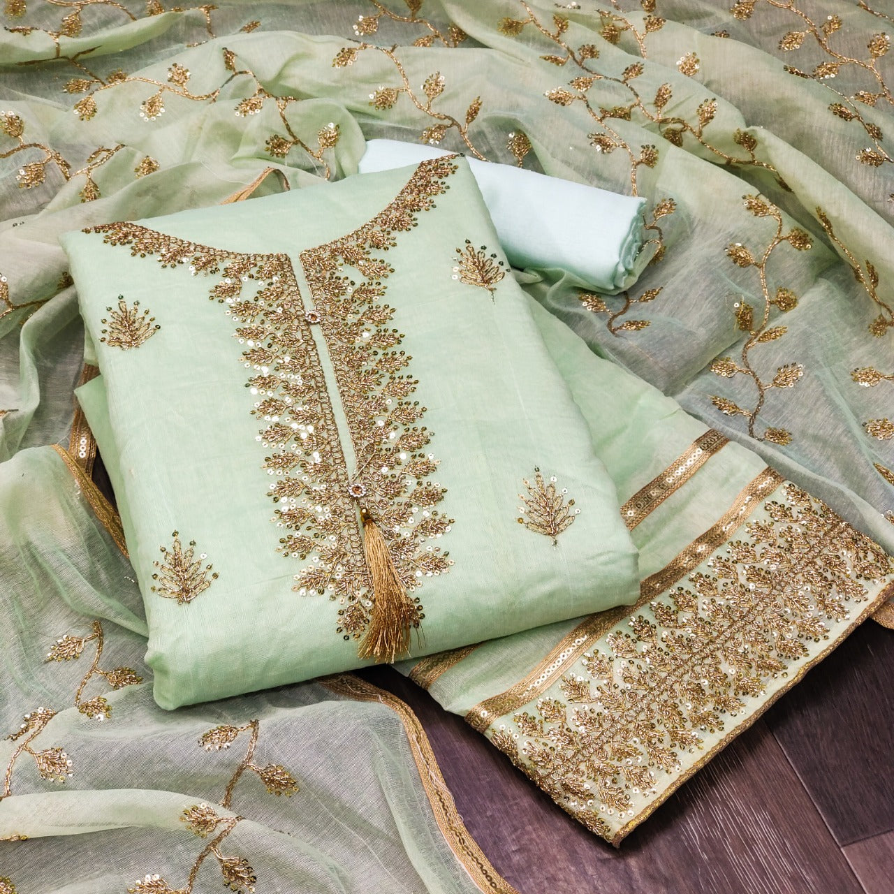 Top modal butti bottom inner heavy crep dupatta