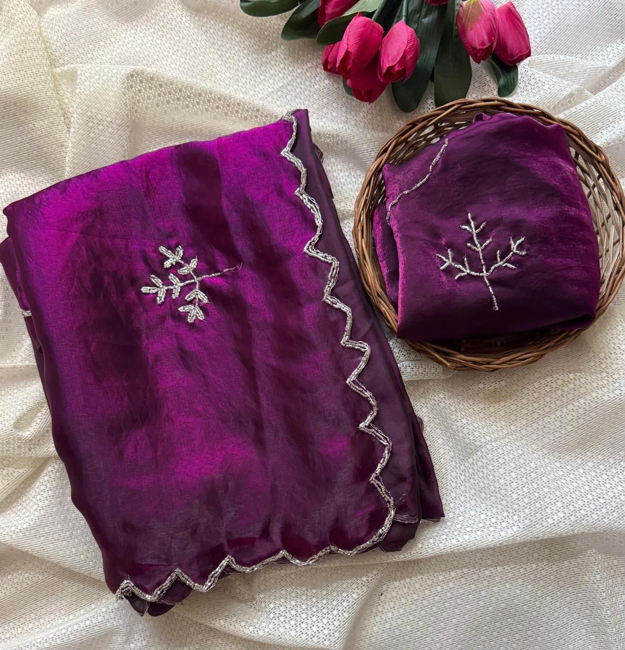 We get you what you look for pure original space silk saree with pattern all over with blouse