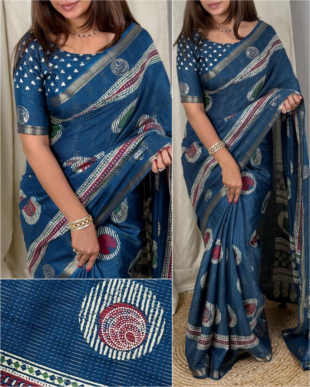 Make a statement with this printed sequins saree