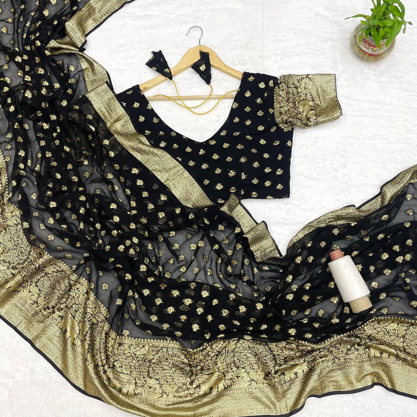 Beautiful Elephant Viscose Georgette Saree