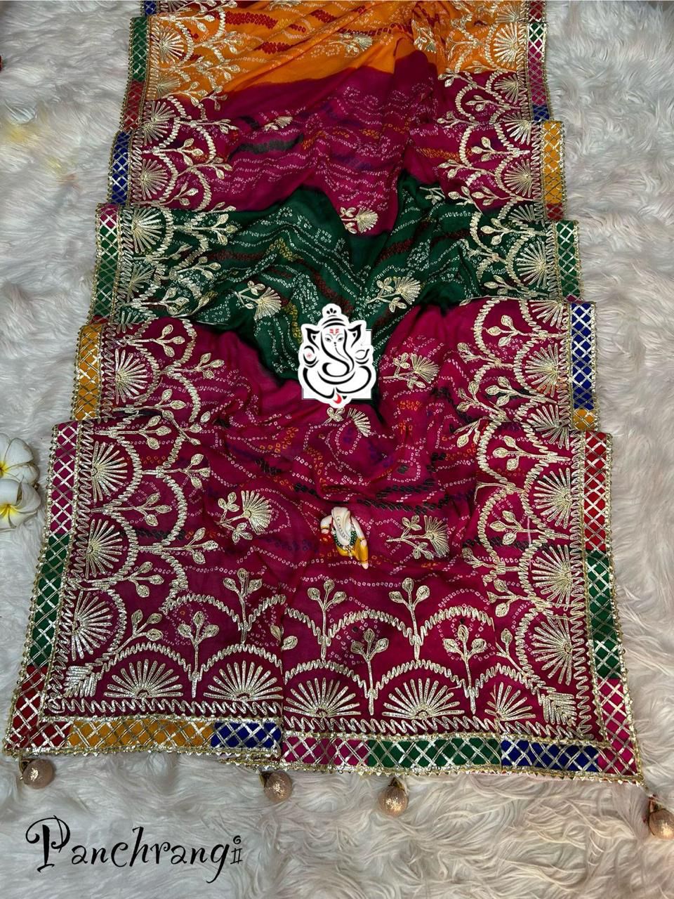 Beautiful hand Gota Patti work with readymade lace Boder & heay 4 tussle in pallu 👌👌