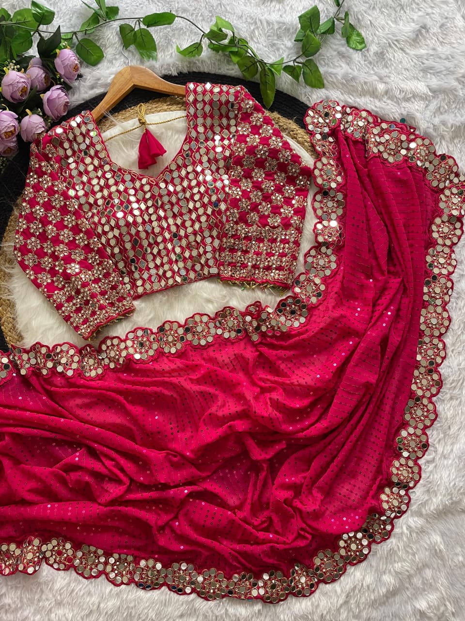 Heavy faux Georgette Blouse With Heavy Embroidery