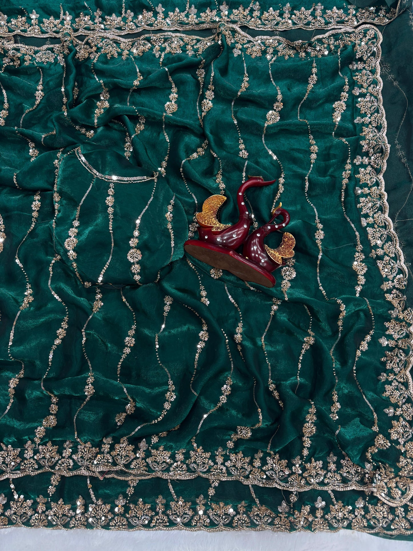 Beautiful Beads and Sequence Embroidery Work Saree