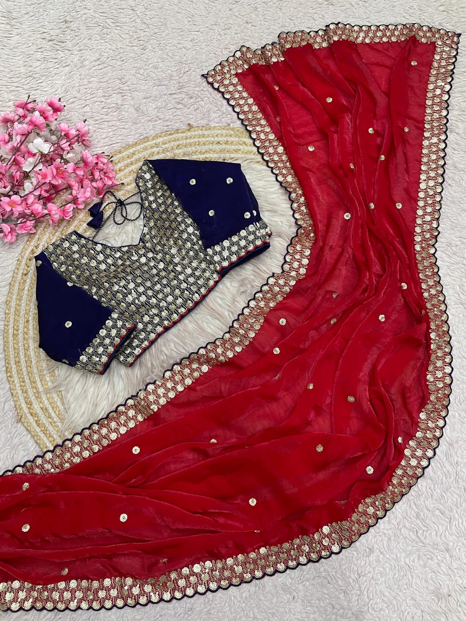 Sequins Coding Embroidery work Saree