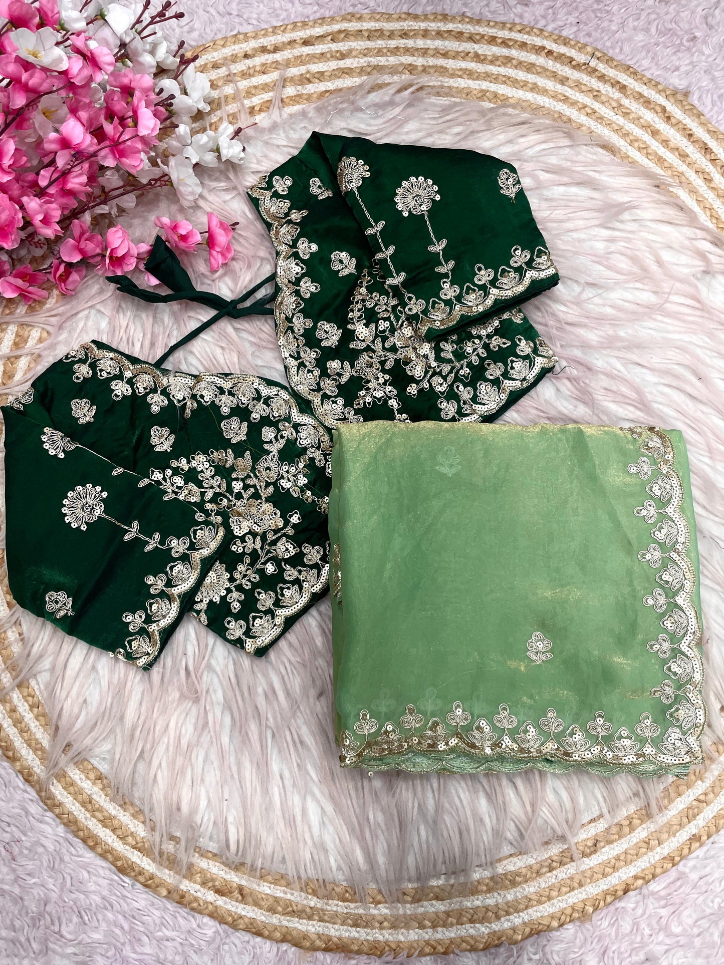 Heavy 5mm Sequins And Beautiful Cutwork Border