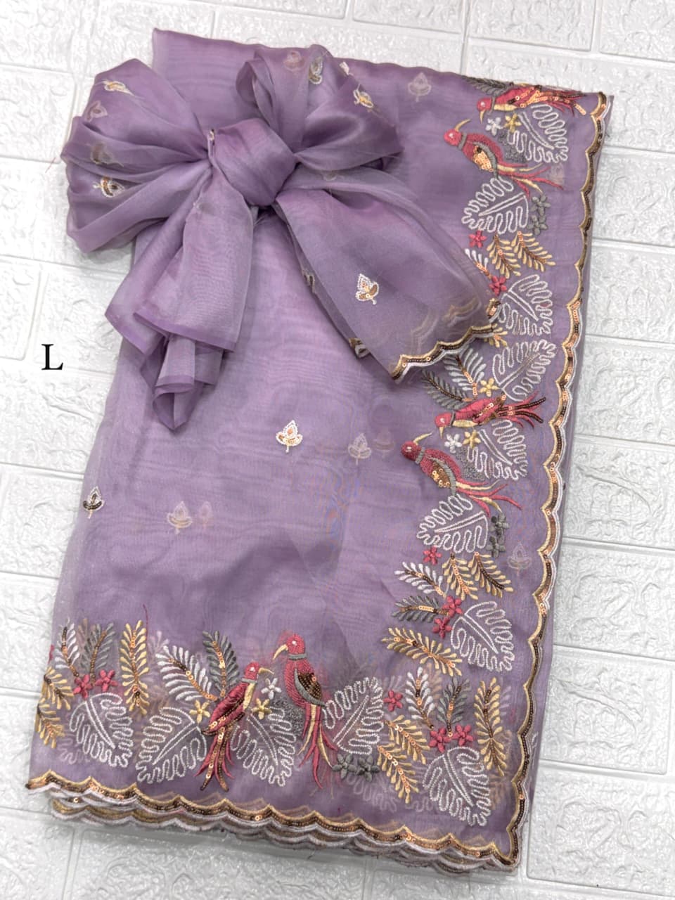 Pastel Magic Leno Net Organza Saree with Embroidery & Sequins Work