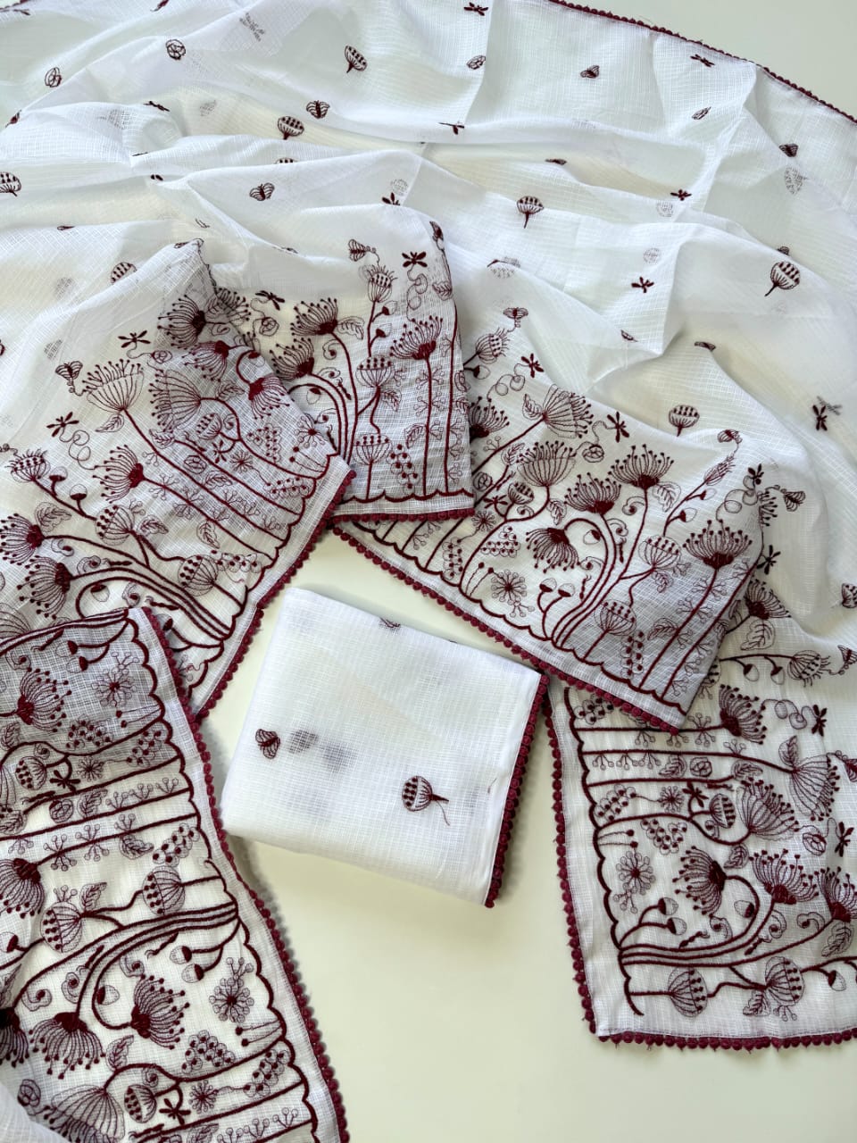 Premium Soft Kota Doriya Saree with Multi Thread Work & Cotton Lace Border