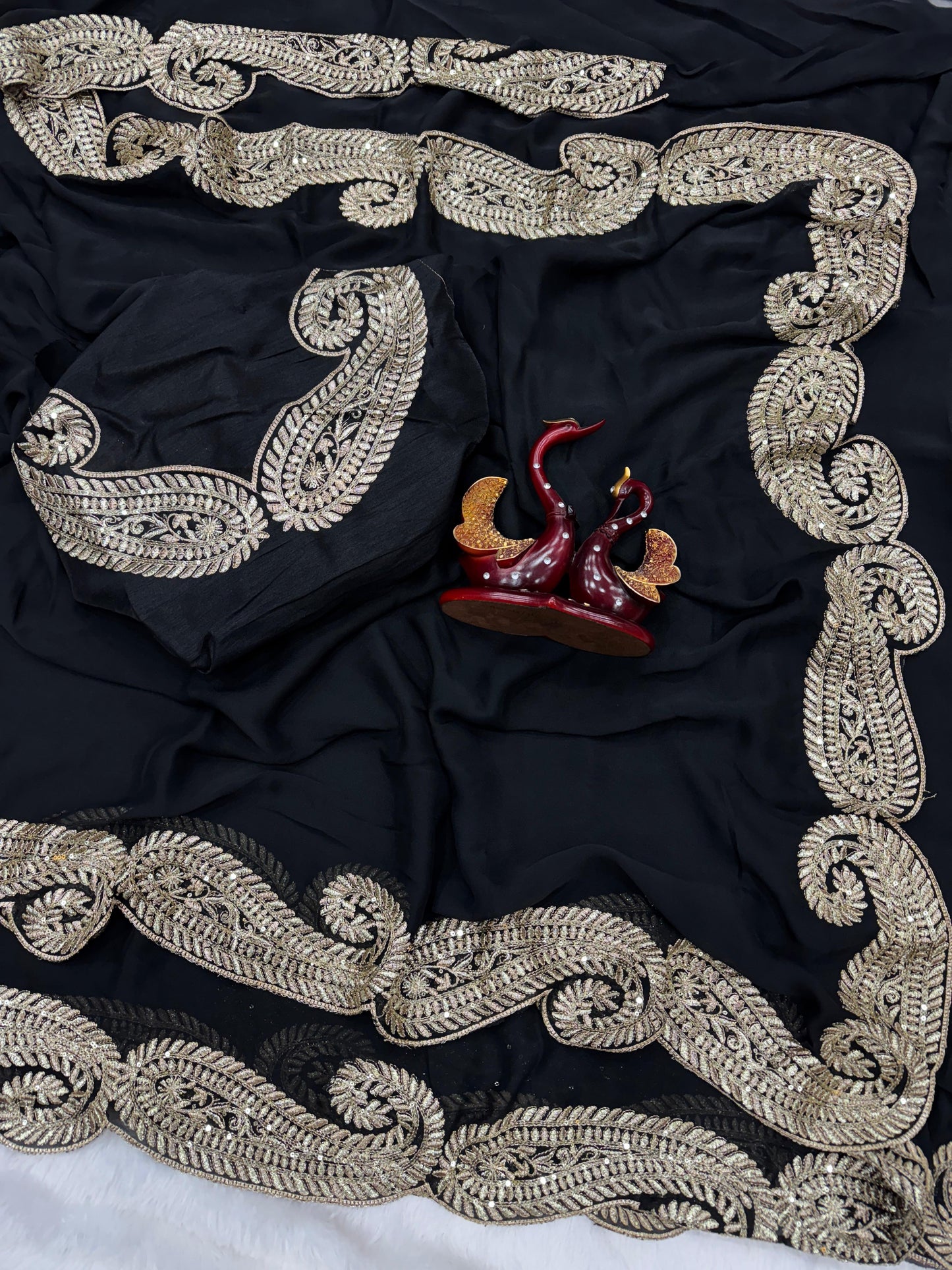 Premium Soft Rangoli Silk Saree with Zari & Sequins Embroidery