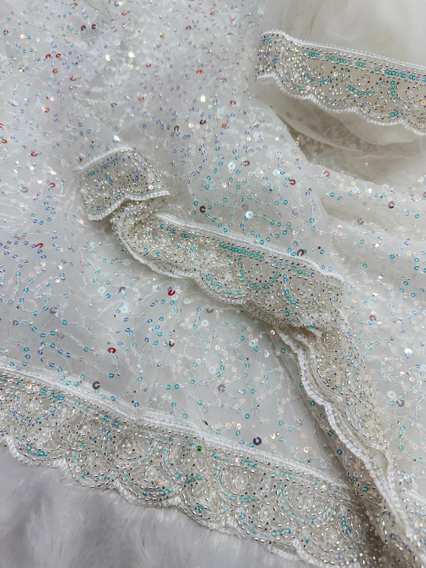 Premium Soft Net Saree with Sequins & Beads Embroidery