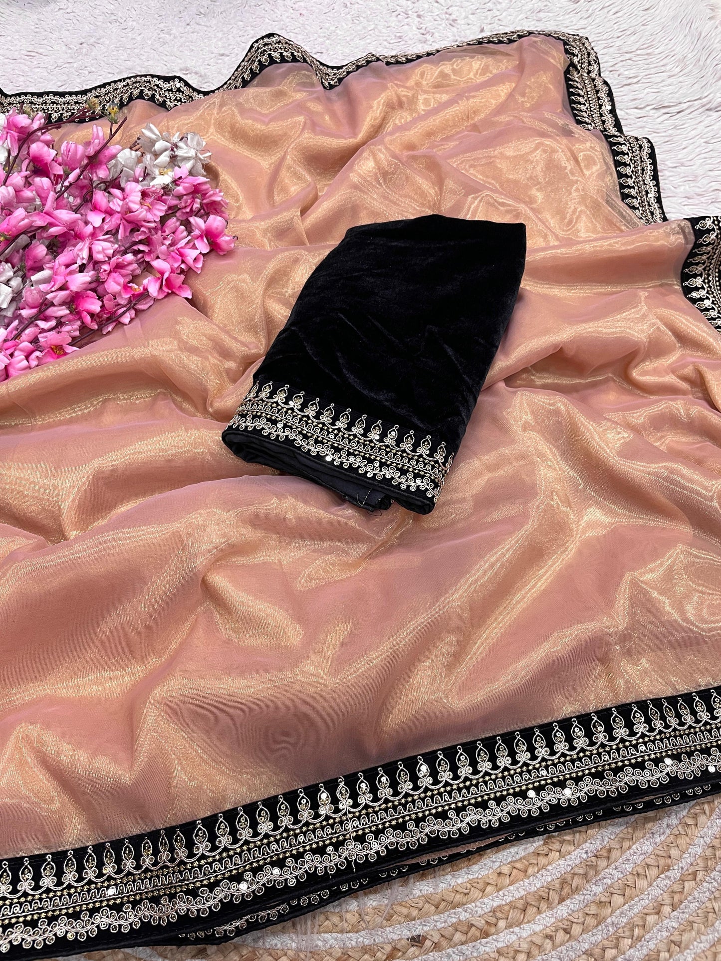 Premium Soft Twill Net Saree with Coding Embroidery & Rich Lace Border