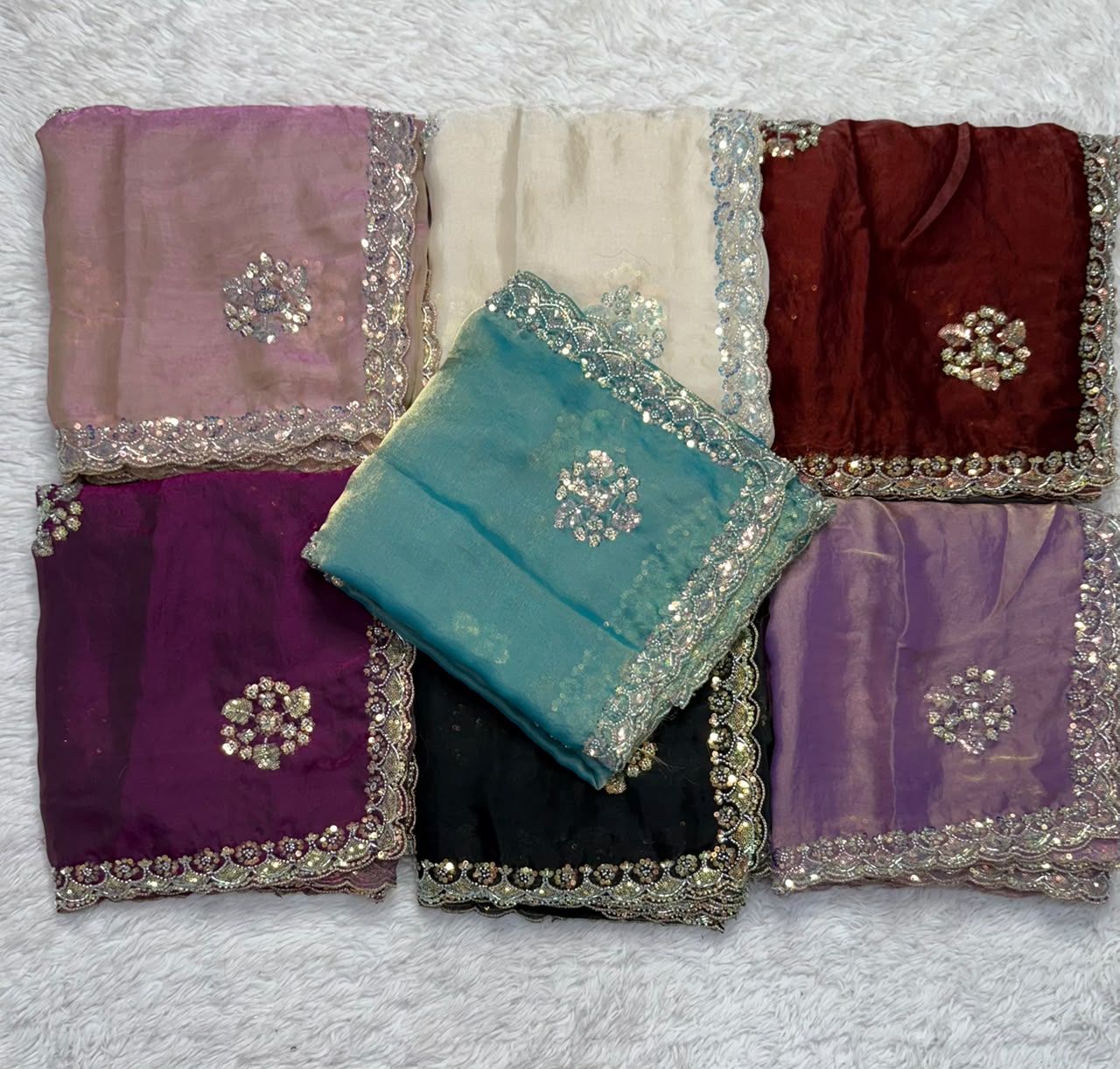 Graceful Party Wear Soft Silk Saree with Floral Embroidery Motifs