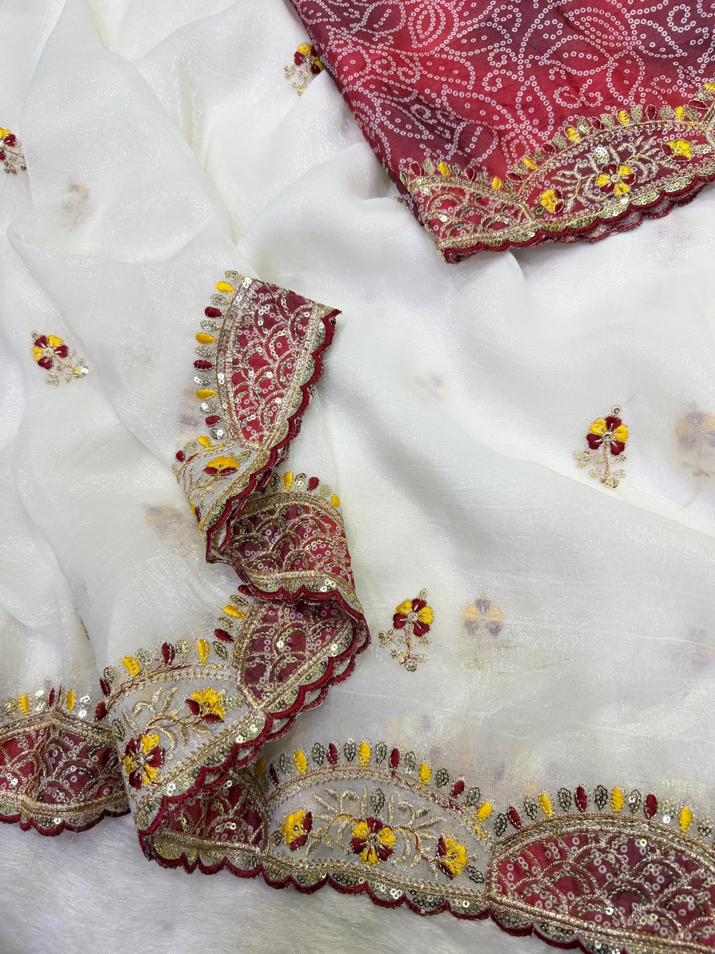 Designer Soft Crunchy Saree with Elegant Aplic Work