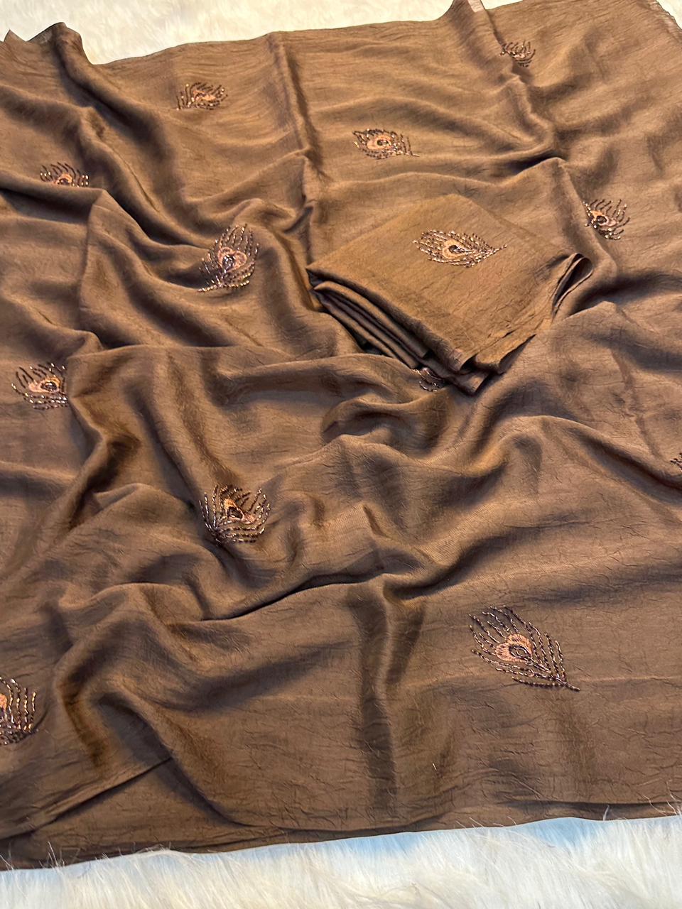 Coffee Crush Saree & Multipurpose Designer Fabric ✨
