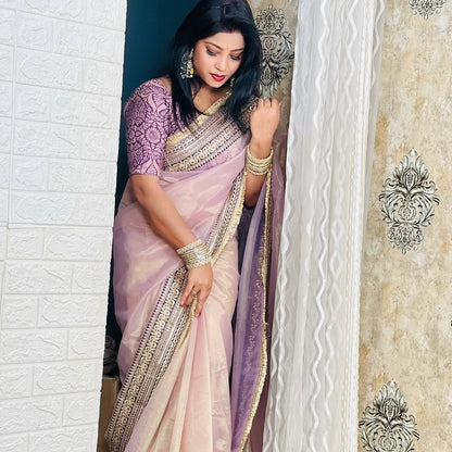 Beautiful Sequance and Dori Embroidery Work Saree