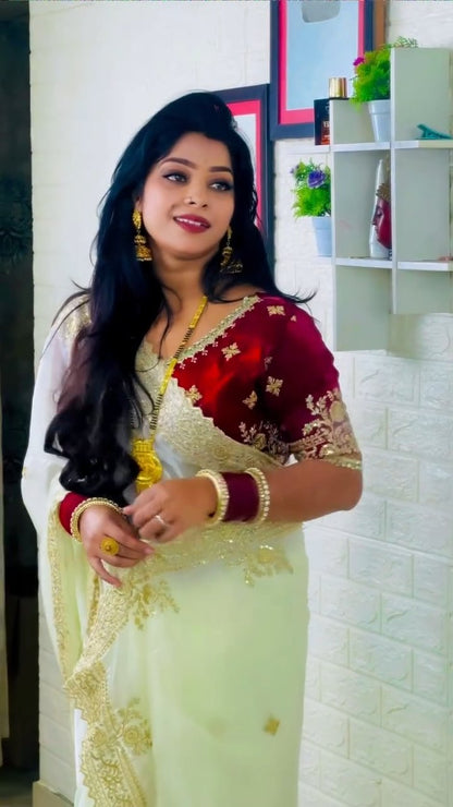 C -Pallu 3 mm Multi Sequence Work Saree