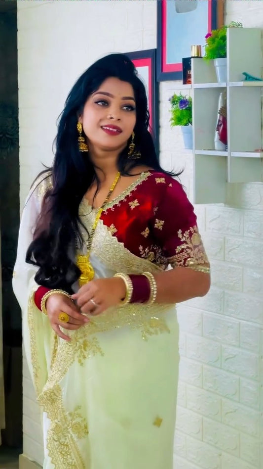 C -Pallu 3 mm Multi Sequence Work Saree