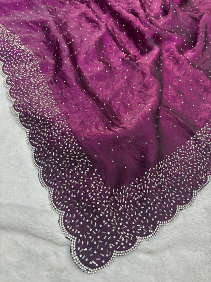 Fendi Space Silk Saree with All-Over Jarkan Work