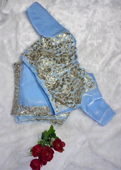 Premium Satin Chiffon Saree with 3mm Sequins Lace Work