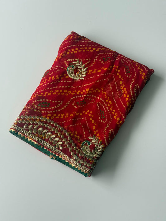 Bandhej Georgette Saree with Embroidery Work